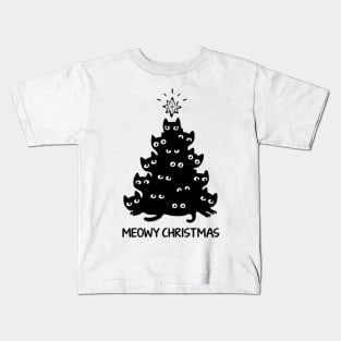 Meowy Christmas Tree Kids T-Shirt